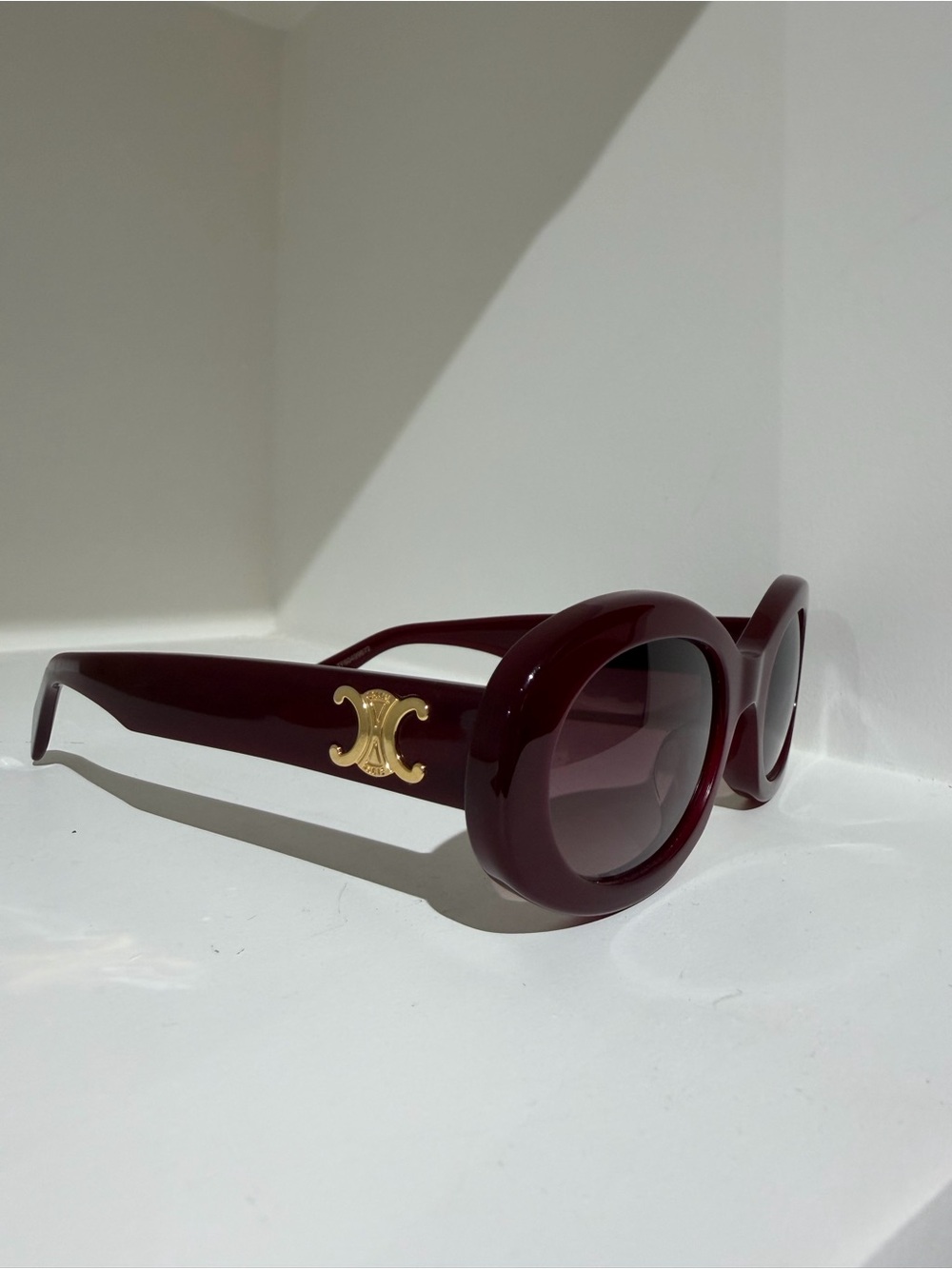 Celine Triomphe Oval Sunglasses in Milky Burgundy - Picture 3 of 4